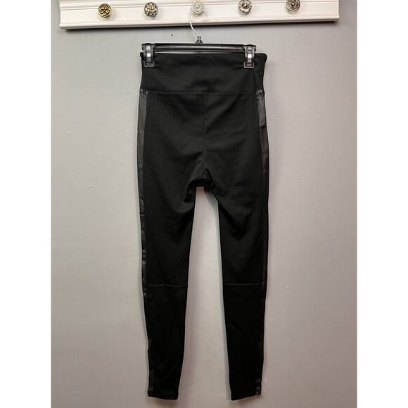 Assets by Spanx Leggings Womens Medium Faux Leather Side Stripe Leggings Stretch - Picture 2 of 7